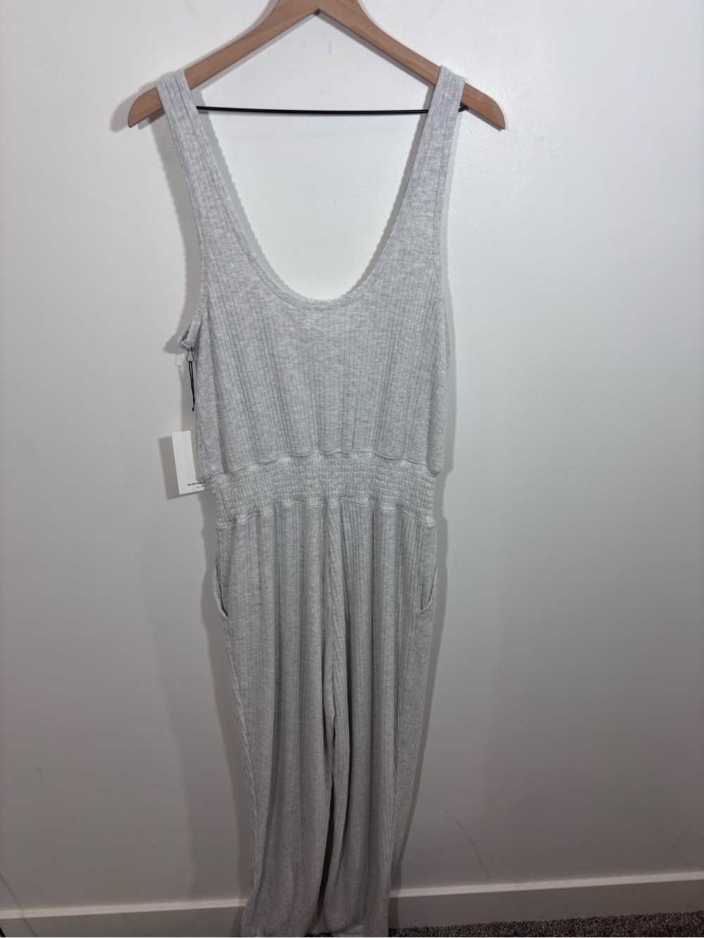 Spiritual Gangster Tranquility Jumpsuit NWT Size Large Light Heather Grey Ribbed - Picture 6 of 13